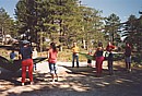 Water-balloon volleyball in Troodos