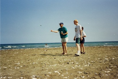 game of beach boule in Cyprus, June 2000