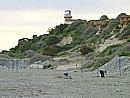 The lighthouse at Kiti beach on a grey day in February