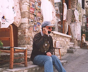 Richard on the phone in Lefkara