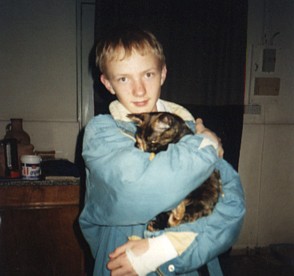 Daniel (with plaster-cast) with Sophia