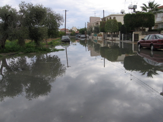 flooding in the streets of Larnaka